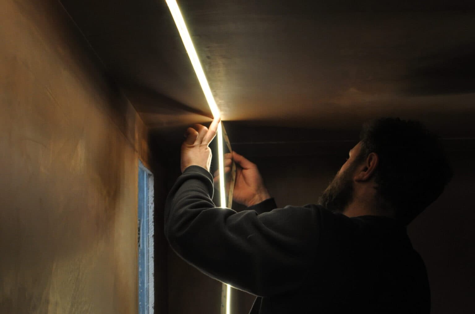 A completed living space with integrated architectural lighting