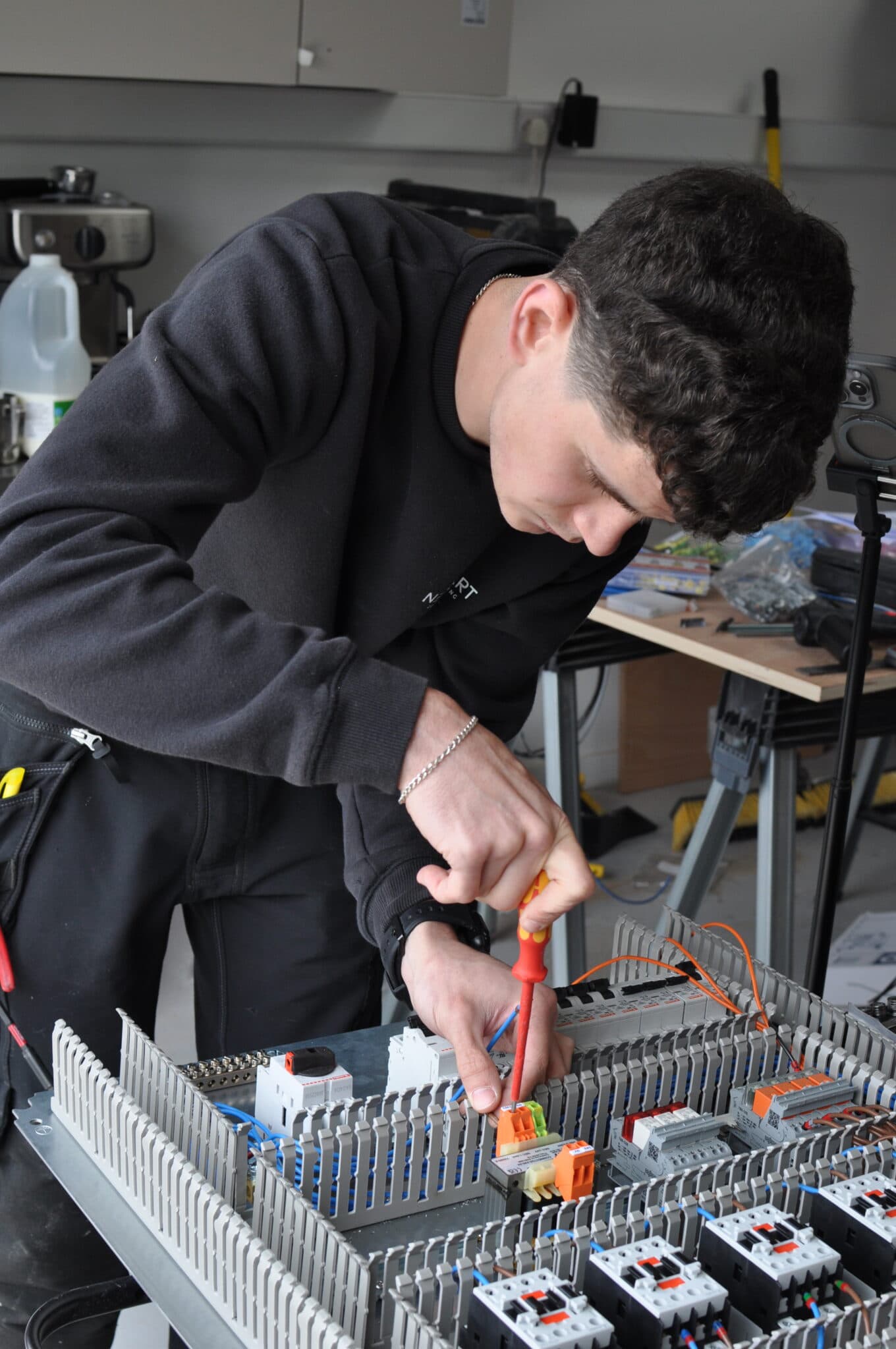 A commercial technology installation in progress